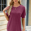 Round Neck Buttoned Short Sleeve T-Shirt - Korvel