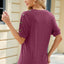 Round Neck Buttoned Short Sleeve T-Shirt - Korvel