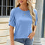 Round Neck Buttoned Short Sleeve T-Shirt - Korvel