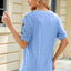 Round Neck Buttoned Short Sleeve T-Shirt - Korvel