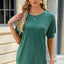 Round Neck Buttoned Short Sleeve T-Shirt - Korvel