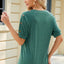 Round Neck Buttoned Short Sleeve T-Shirt - Korvel