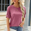 Round Neck Buttoned Short Sleeve T-Shirt - Korvel