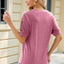 Round Neck Buttoned Short Sleeve T-Shirt - Korvel