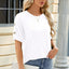 Round Neck Buttoned Short Sleeve T-Shirt - Korvel