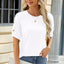 Round Neck Buttoned Short Sleeve T-Shirt - Korvel