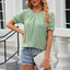 Round Neck Flounce Sleeve T-Shirt - Korvel