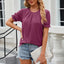 Round Neck Flounce Sleeve T-Shirt - Korvel