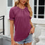Round Neck Flounce Sleeve T-Shirt - Korvel