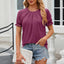 Round Neck Flounce Sleeve T-Shirt - Korvel