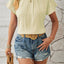 Round Neck Keyhole Cap Sleeve T-Shirt - Korvel