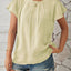 Round Neck Keyhole Cap Sleeve T-Shirt - Korvel