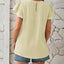 Round Neck Keyhole Cap Sleeve T-Shirt - Korvel