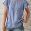 Round Neck Keyhole Cap Sleeve T-Shirt - Korvel