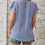 Round Neck Keyhole Cap Sleeve T-Shirt - Korvel