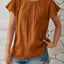 Round Neck Keyhole Cap Sleeve T-Shirt - Korvel