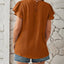 Round Neck Keyhole Cap Sleeve T-Shirt - Korvel