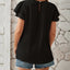 Round Neck Keyhole Cap Sleeve T-Shirt - Korvel