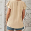 Round Neck Keyhole Cap Sleeve T-Shirt - Korvel
