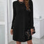 Elegant Round Neck Long Sleeve Mini Dress