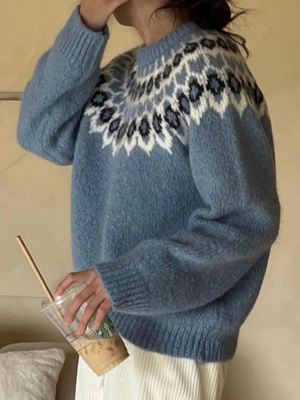 Round Neck Long Sleeve Sweater - Korvel