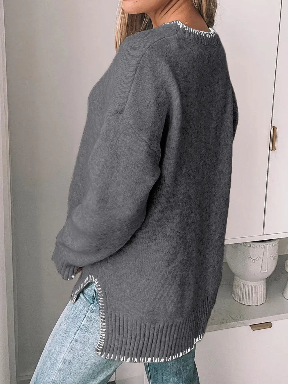 Round Neck Long Sleeve Sweater - Korvel