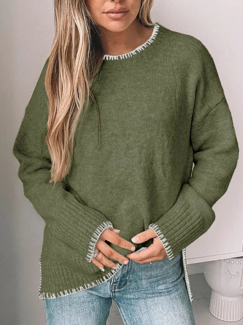 Round Neck Long Sleeve Sweater - Korvel