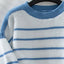 Round neck loose black and white striped pullover long sleeved knitted sweater for women - Korvel
