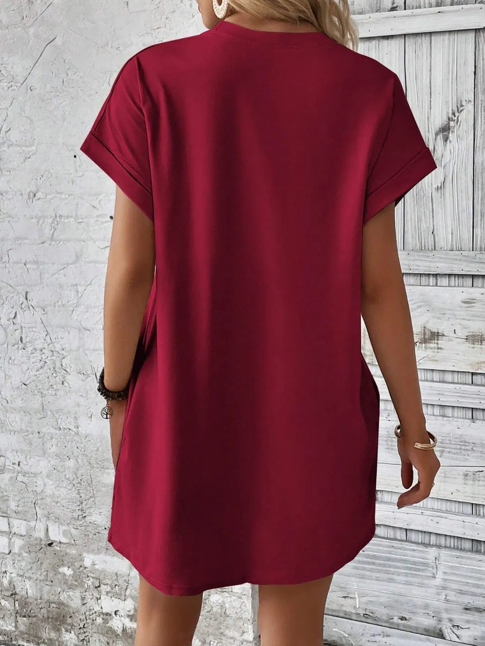 Elegant Round Neck Short Sleeve Mini Dress