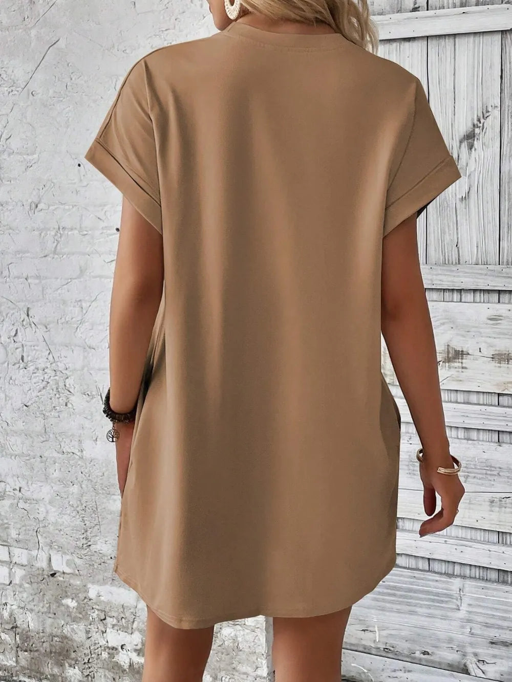 Elegant Round Neck Short Sleeve Mini Dress