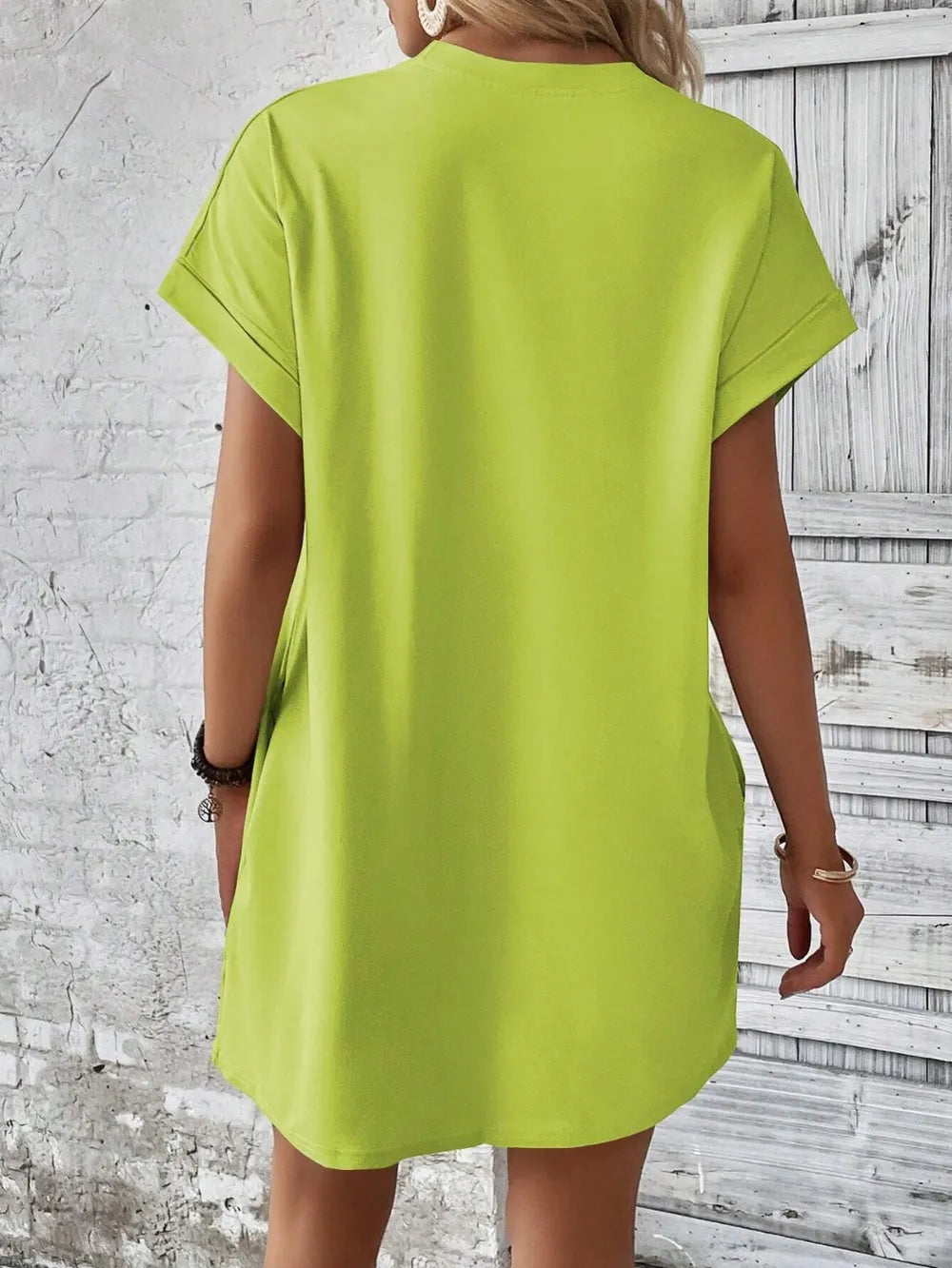 Elegant Round Neck Short Sleeve Mini Dress
