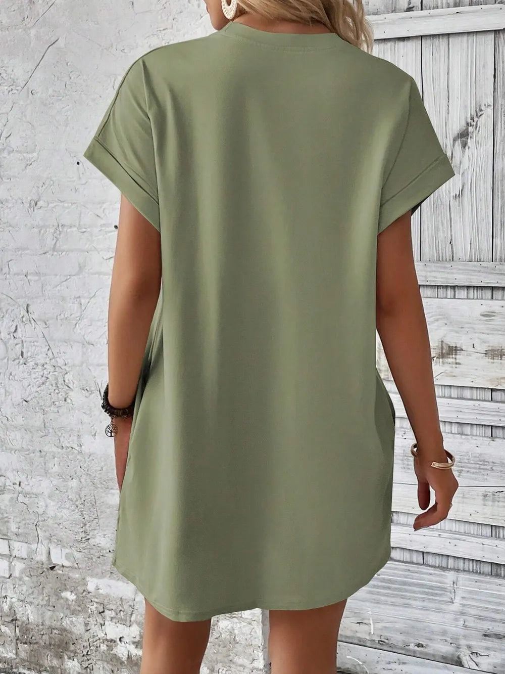 Elegant Round Neck Short Sleeve Mini Dress