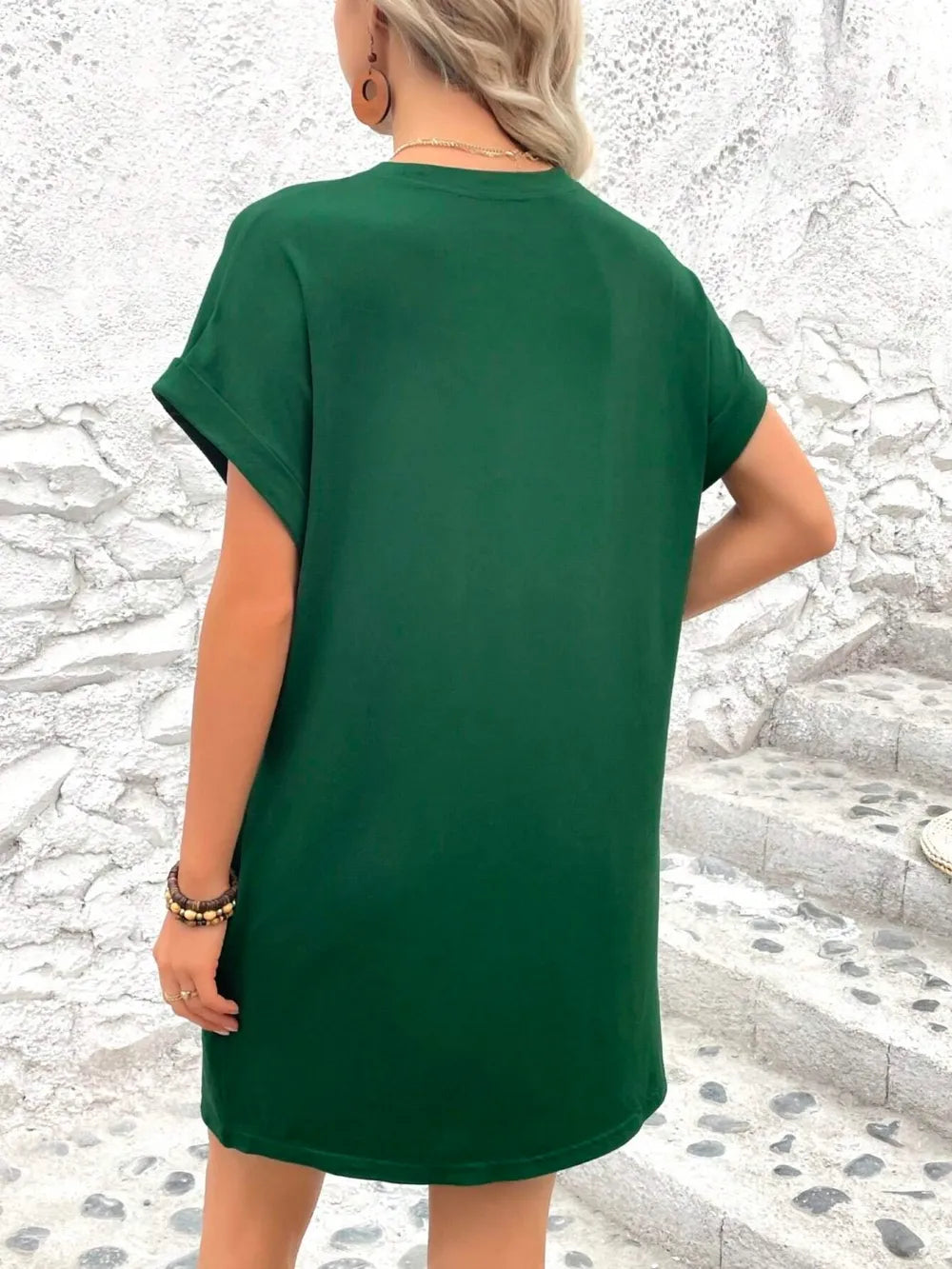Elegant Round Neck Short Sleeve Mini Dress