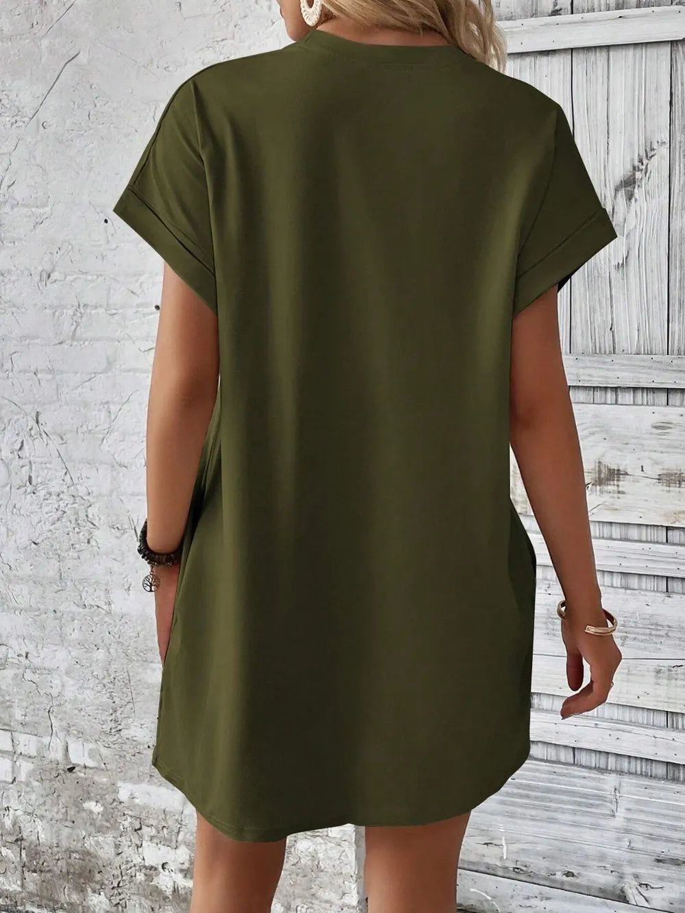 Elegant Round Neck Short Sleeve Mini Dress