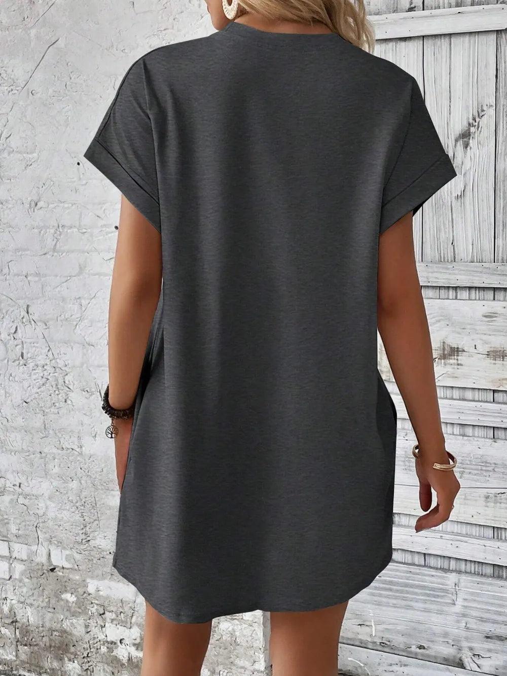 Elegant Round Neck Short Sleeve Mini Dress