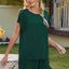 Round Neck Short Sleeve T-Shirt and Drawstring Shorts Lounge Set - Korvel