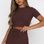 Round Neck Short Sleeve Top and Pants Set - Korvel