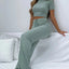 Round Neck Short Sleeve Top and Pants Set - Korvel
