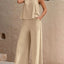 Round Neck Sleeveless Top and Wide Leg Pants Set - Korvel