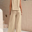 Round Neck Sleeveless Top and Wide Leg Pants Set - Korvel