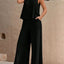 Round Neck Sleeveless Top and Wide Leg Pants Set - Korvel