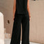Round Neck Sleeveless Top and Wide Leg Pants Set - Korvel