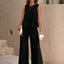 Round Neck Sleeveless Top and Wide Leg Pants Set - Korvel