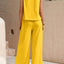 Round Neck Sleeveless Top and Wide Leg Pants Set - Korvel