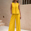 Round Neck Sleeveless Top and Wide Leg Pants Set - Korvel