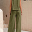 Round Neck Sleeveless Top and Wide Leg Pants Set - Korvel