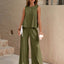 Round Neck Sleeveless Top and Wide Leg Pants Set - Korvel
