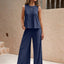 Round Neck Sleeveless Top and Wide Leg Pants Set - Korvel