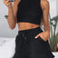 Round Neck Top and Drawstring Shorts Set - Korvel