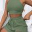 Round Neck Top and Drawstring Shorts Set - Korvel